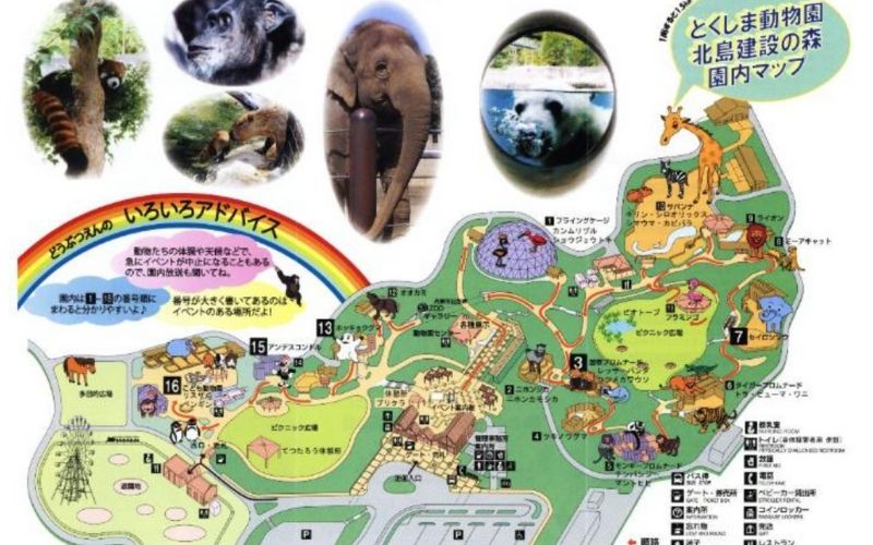 とくしま動物園の園内マップ